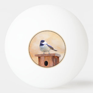 Chickadee on Birdhouse Painting Original Bird Art Pingisboll