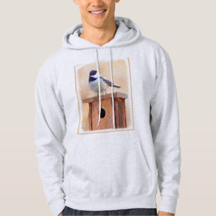 Chickadee on Birdhouse Painting Original Bird Art Sweatshirt