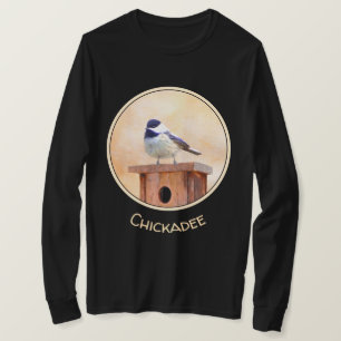 Chickadee on Birdhouse Painting Original Bird Art T Shirt