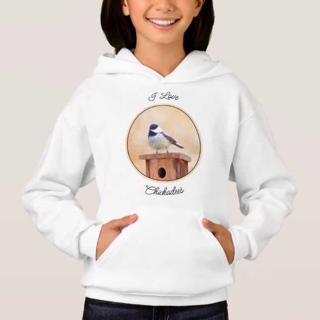 Chickadee on Birdhouse Painting Original Bird Art T Shirt (Framsida)