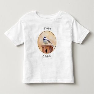 Chickadee on Birdhouse Painting Original Bird Art T Shirt