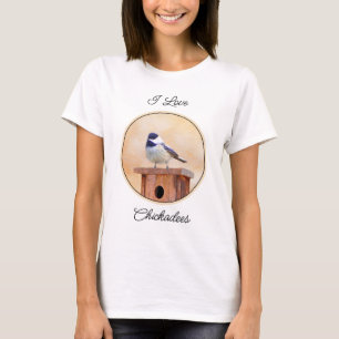 Chickadee on Birdhouse Painting Original Bird Art T Shirt