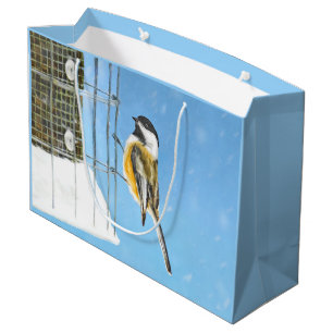 Chickadee on Feeder Painting - Original Bird Art