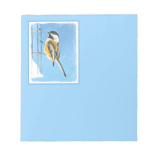 Chickadee on Feeder Painting - Original Bird Art Anteckningsblock