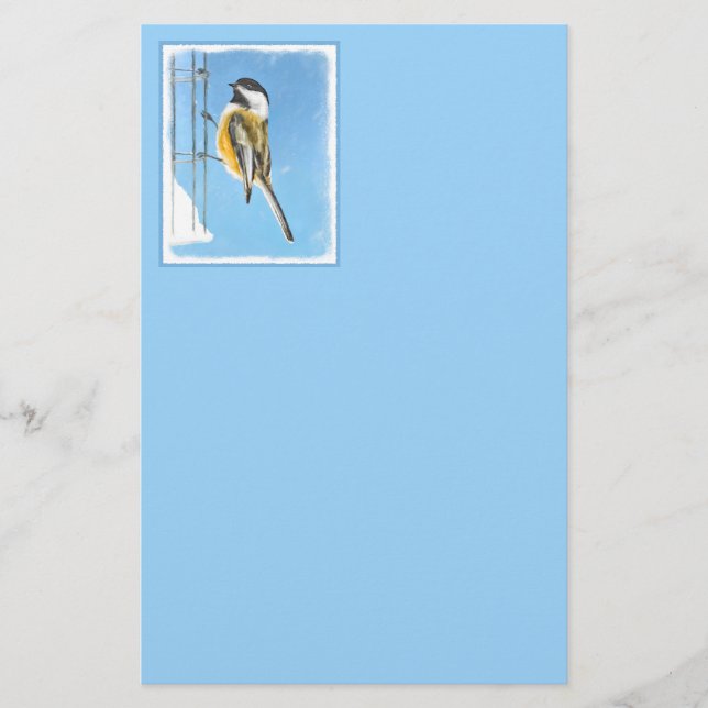 Chickadee on Feeder Painting - Original Bird Art Brevpapper (Framsida)