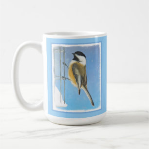 Chickadee on Feeder Painting - Original Bird Art Kaffemugg
