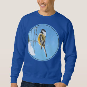 Chickadee on Feeder Painting - Original Bird Art Lång Ärmad Tröja