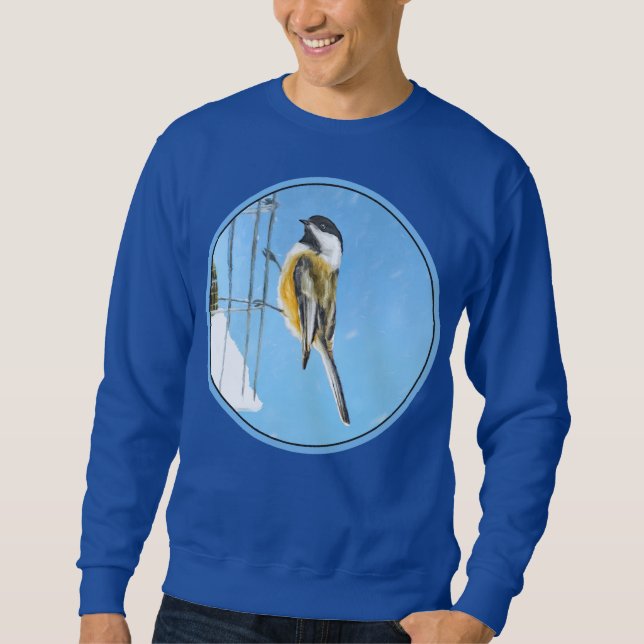 Chickadee on Feeder Painting - Original Bird Art Lång Ärmad Tröja (Framsida)