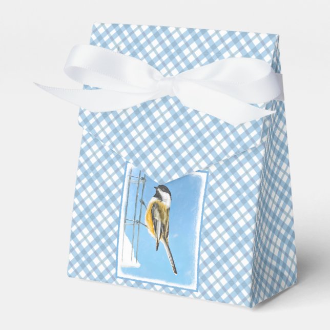 Chickadee on Feeder Painting - Original Bird Art Presentaskar (Framsidan Sidan)