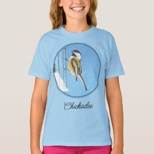 Chickadee on Feeder Painting - Original Bird Art T Shirt
