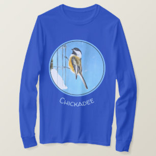 Chickadee on Feeder Painting - Original Bird Art T Shirt