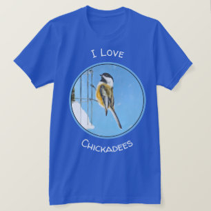 Chickadee on Feeder Painting - Original Bird Art T Shirt