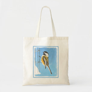 Chickadee on Feeder Painting - Original Bird Art Tygkasse