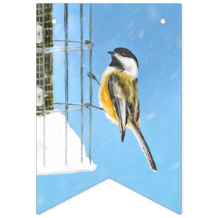 Chickadee on Feeder Painting - Original Bird Art Vimplar