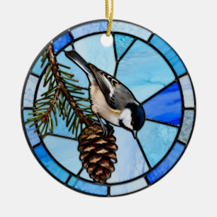 Chickadee on Pinecone Julgran Ornament