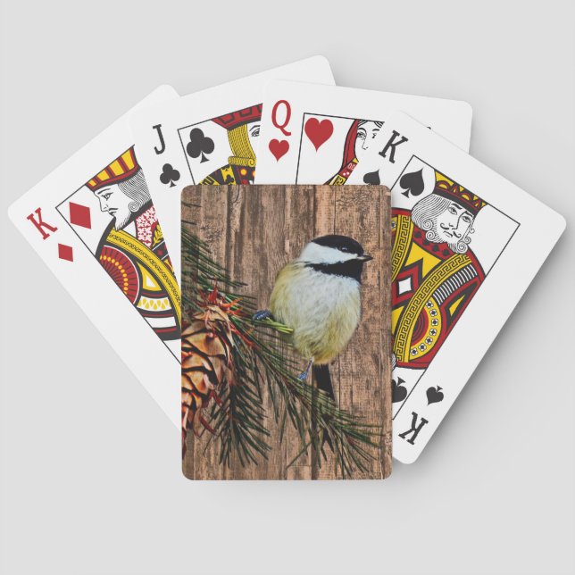 Chickadee on Rustic Barn Board Casinokort (Baksidan)