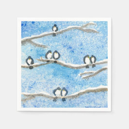 Chickadee på Träd Grenar i Winter Snö Gift Ta Pappersservett