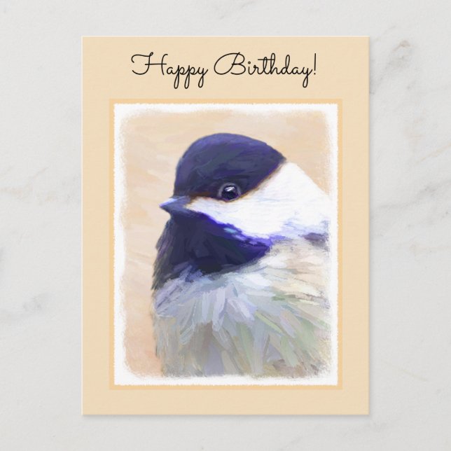 Chickadee Painting - Original Bird Art Vykort (Framsida)