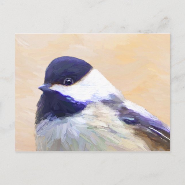 Chickadee Painting - Original Bird Art Vykort (Framsida)