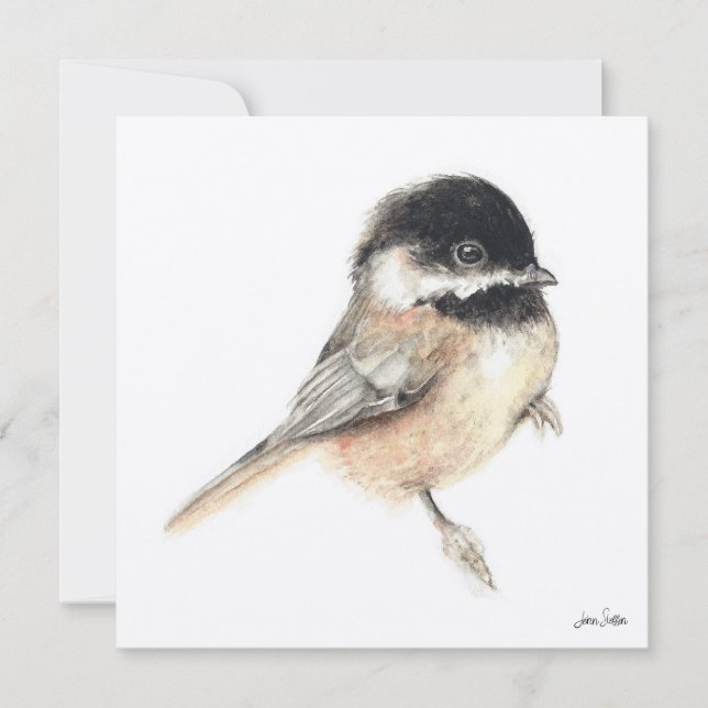 Chickadee Painting Watercolor Card Kort (Framsida)