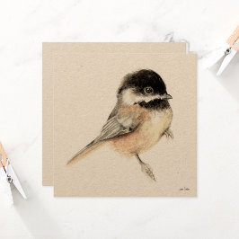 Chickadee Painting Watercolor Kort