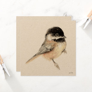 Chickadee Painting Watercolor Kort