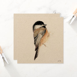 Chickadee Painting Watercolor Kort