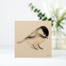 Chickadee Painting Watercolor Kort