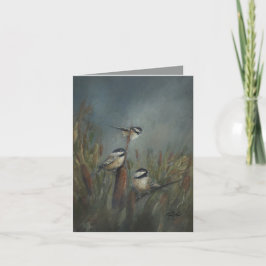 Chickadee Pond - handmålad Kort