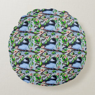 Chickadee Pouf Pillow Rund Kudde