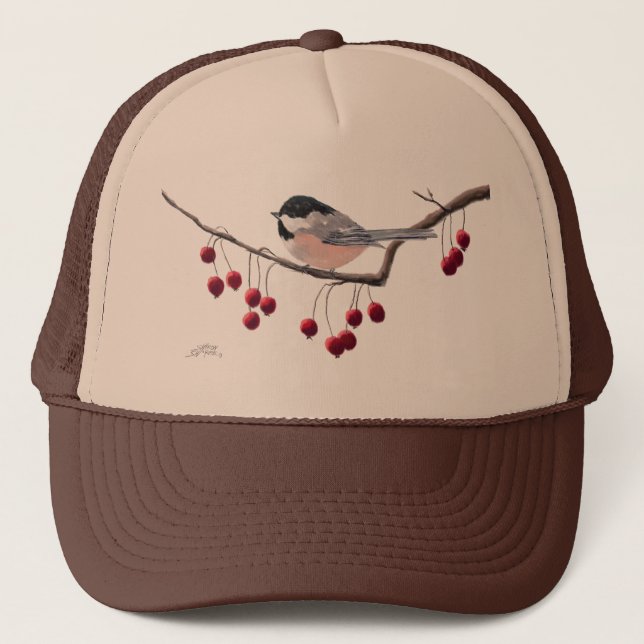 CHICKADEE & RED BERRIES by SHARON SHARPE Keps (Framsida)