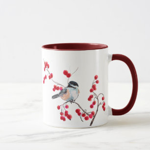 CHICKADEE & RÖDA BÄR av SHARON SHARPE Mugg