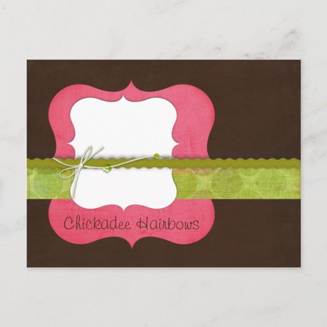 Chickadee {rosa} Hairbow Postcard Vykort (Framsida)