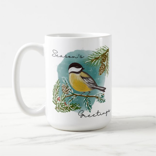 Chickadee Season Greetings Helgdag Coffee Mugg (Vänster)