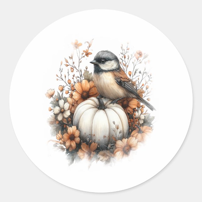 Chickadee Shirt Land Pumpkin Runt Klistermärke (Framsida)