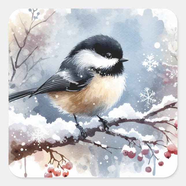 Chickadee Stickers Fyrkantigt Klistermärke (Framsida)