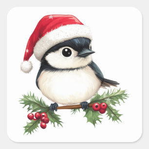 Chickadee Stickers Fyrkantigt Klistermärke