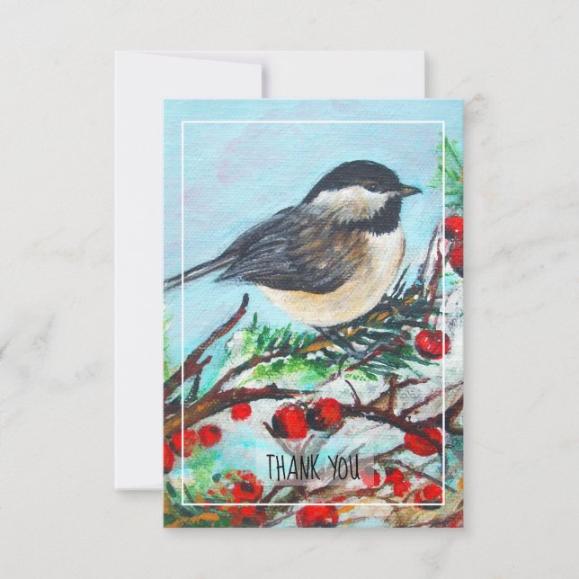 Chickadee-Sweet Winter Black-Caps Bird Tack Kort (Framsida)