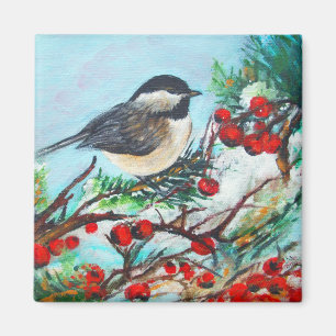 Chickadee-Sweet Winter Black-Caps Chickadee Bird Magnet