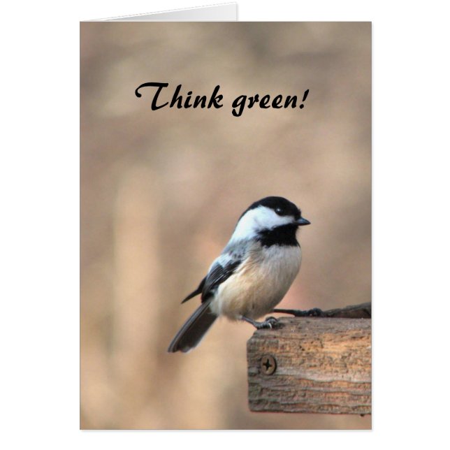 Chickadee Think Green Hälsningskort (Framsidan)