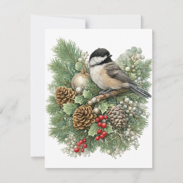 Chickadee Vinter Songfågelsamling  Anteckningskort (Framsida)