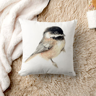 Chickadee Watercolor Art Kudde