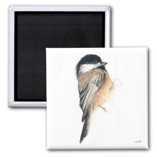 Chickadee Watercolor Art Magnet