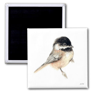 Chickadee Watercolor Art Magnet