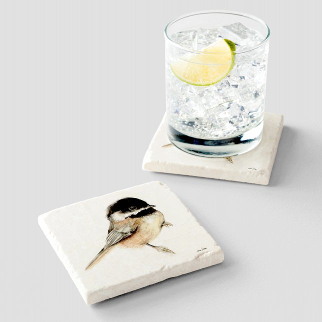 Chickadee Watercolor Art Stenunderlägg (Chickadee Watercolor Art Stone Coaster from Jenn's Emporium. )
