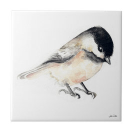Chickadee Watercolor Ceramic Tile Kakelplatta