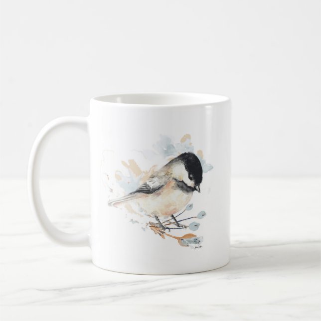 Chickadee Watercolor Flowers Kaffemugg (Vänster)