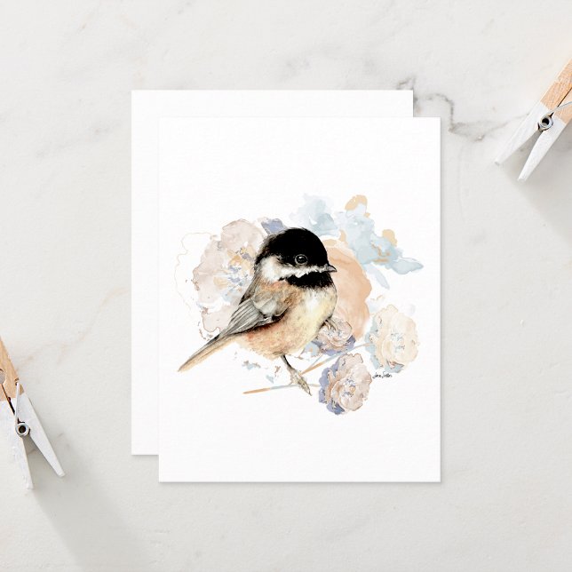 Chickadee Watercolor Note-kort (Chickadee watercolor note card from Jenn Steffen Art)