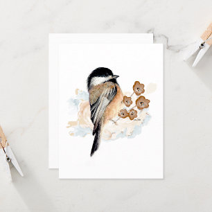 Chickadee Watercolor Note-kort
