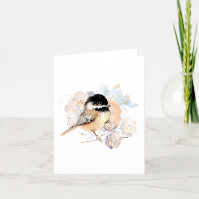 Chickadee Watercolor Note-kort Anteckningskort (Chickadee Watercolor Note Card by Jenn Steffen Art)